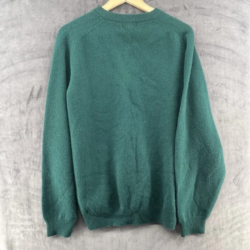 Vintage Club Room 100% Lambswool Green V-Neck Sweater Mens Size L Rare